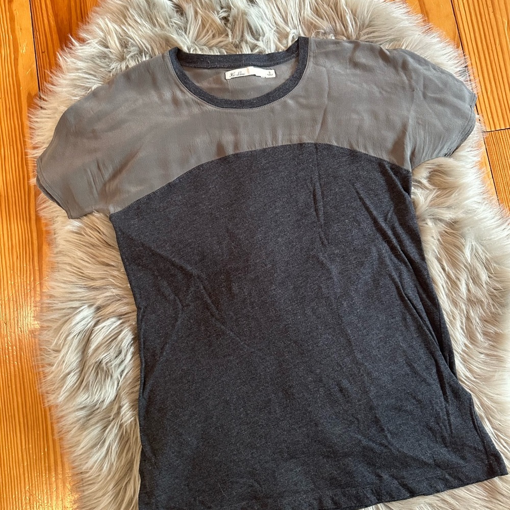 Hi-Line Gray Two-Tone Tee - Picture 2 of 7